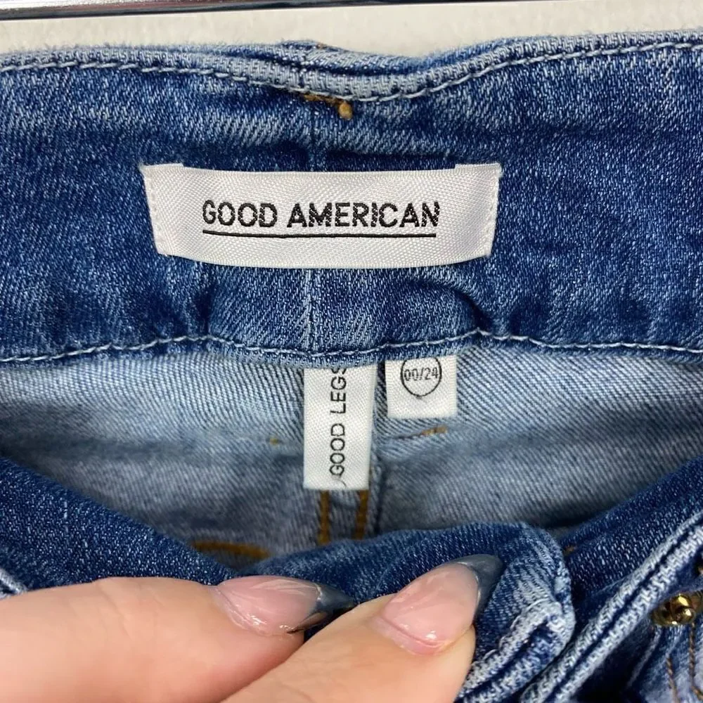 Good American Good Legs Ripped Pocket Jeans GLCCP899T Blue107 Skinny